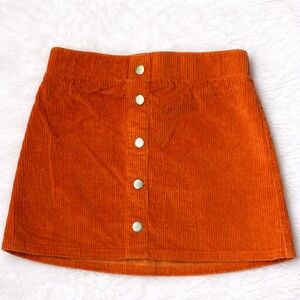 Girls Isaac Mizrahi New York Orange Corduroy Button Front Skirt Size 7/8
